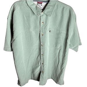 The North Face green check button down shirt Size XL
